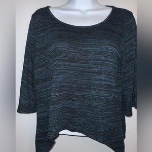 Vintage Blue/Black Loose Fit Blouse Sz M